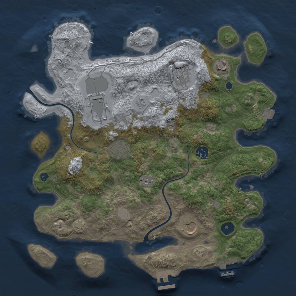 Rust Map: Procedural Map, Size: 3500, Seed: 672071219, 13 Monuments