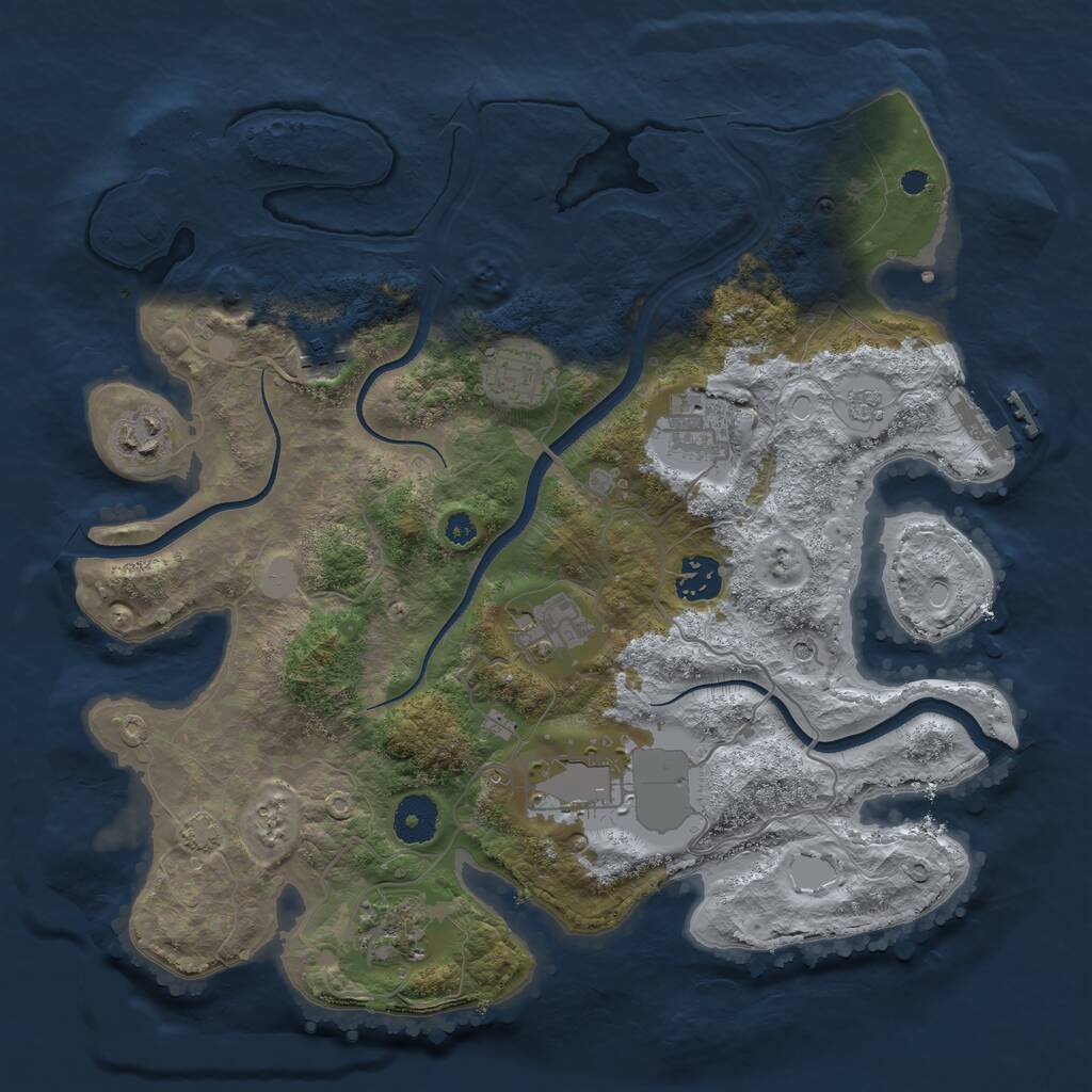 Rust Map: Procedural Map, Size: 3500, Seed: 441934164, 14 Monuments