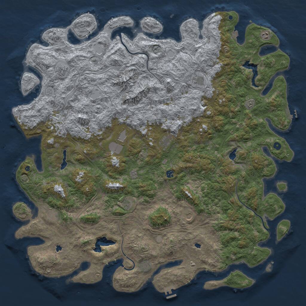 Rust Map: Procedural Map, Size: 6000, Seed: 618028484, 17 Monuments