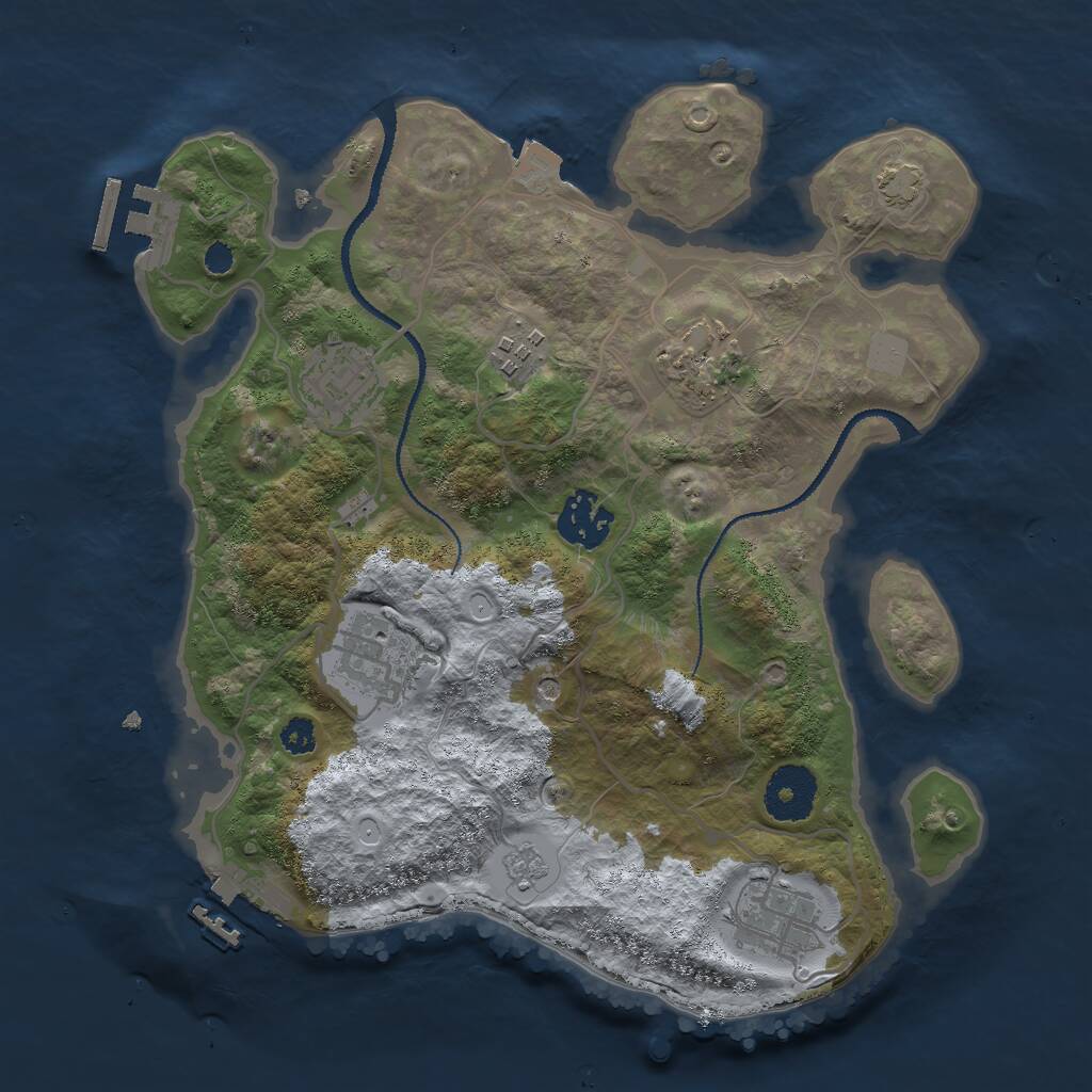 Rust Map: Procedural Map, Size: 3000, Seed: 7896574, 12 Monuments