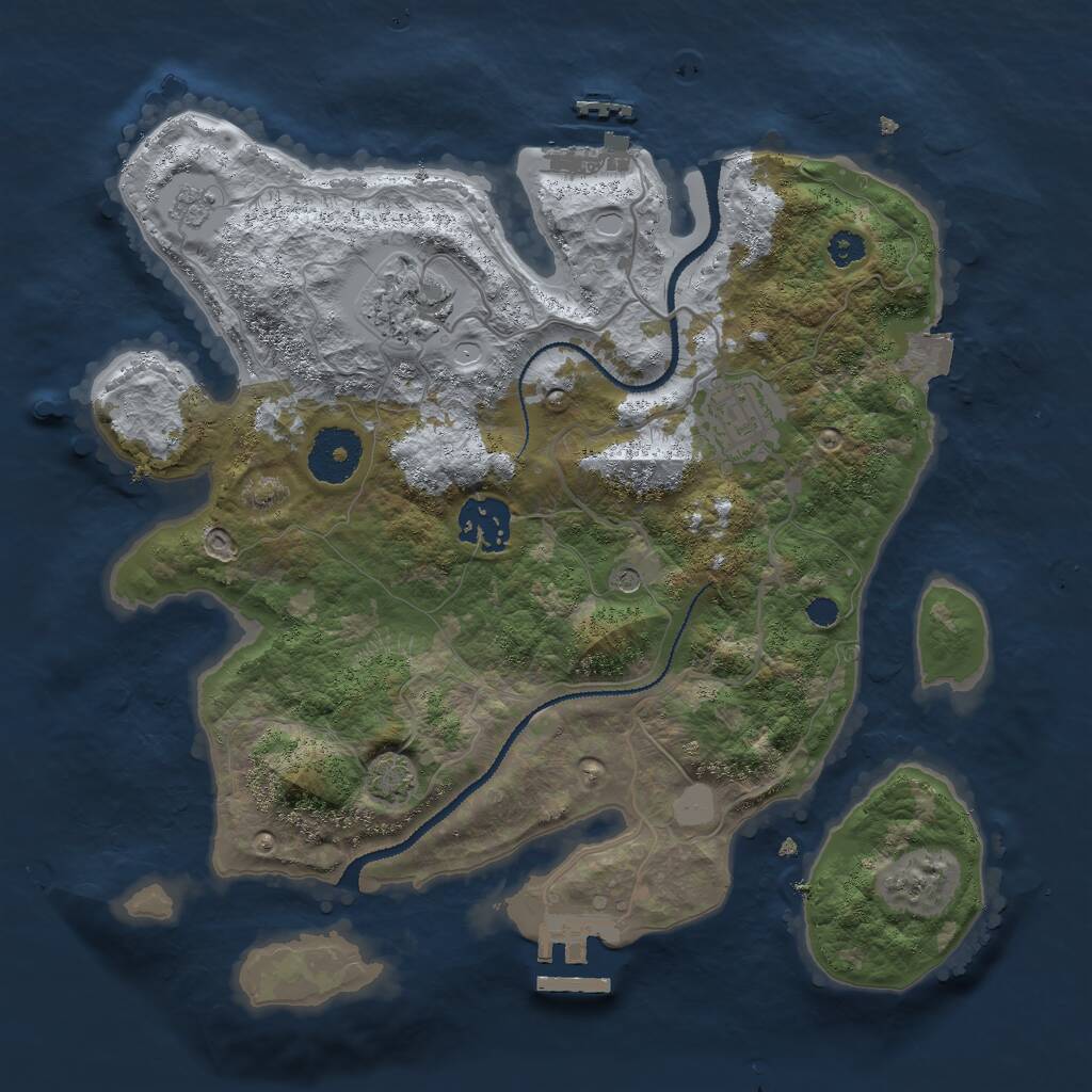 Rust Map: Procedural Map, Size: 3000, Seed: 618028484, 9 Monuments