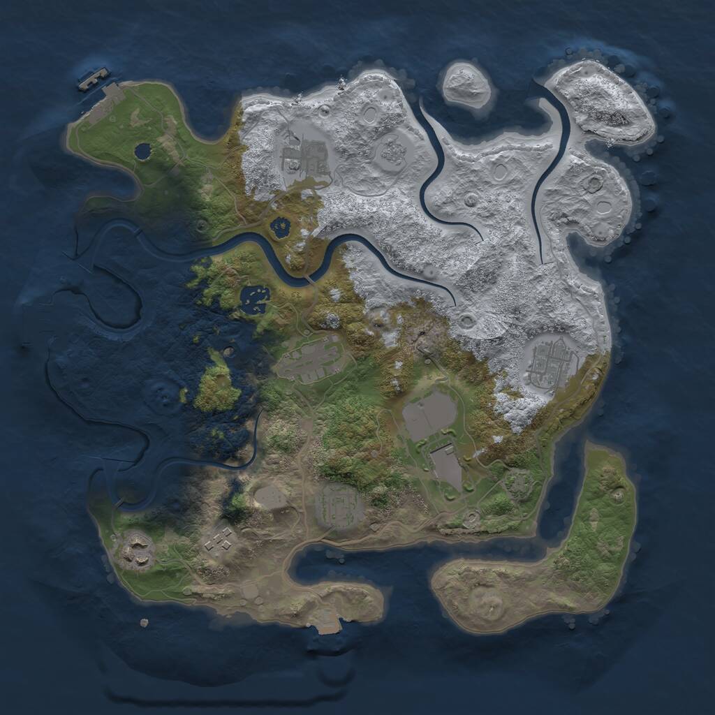 Rust Map: Procedural Map, Size: 3500, Seed: 875320, 14 Monuments