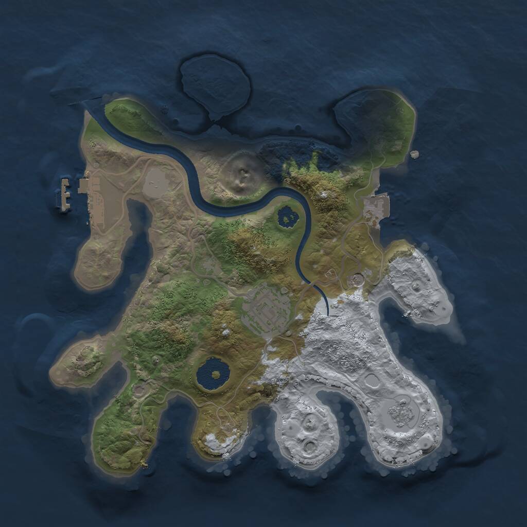 Rust Map: Procedural Map, Size: 2500, Seed: 89459345, 5 Monuments