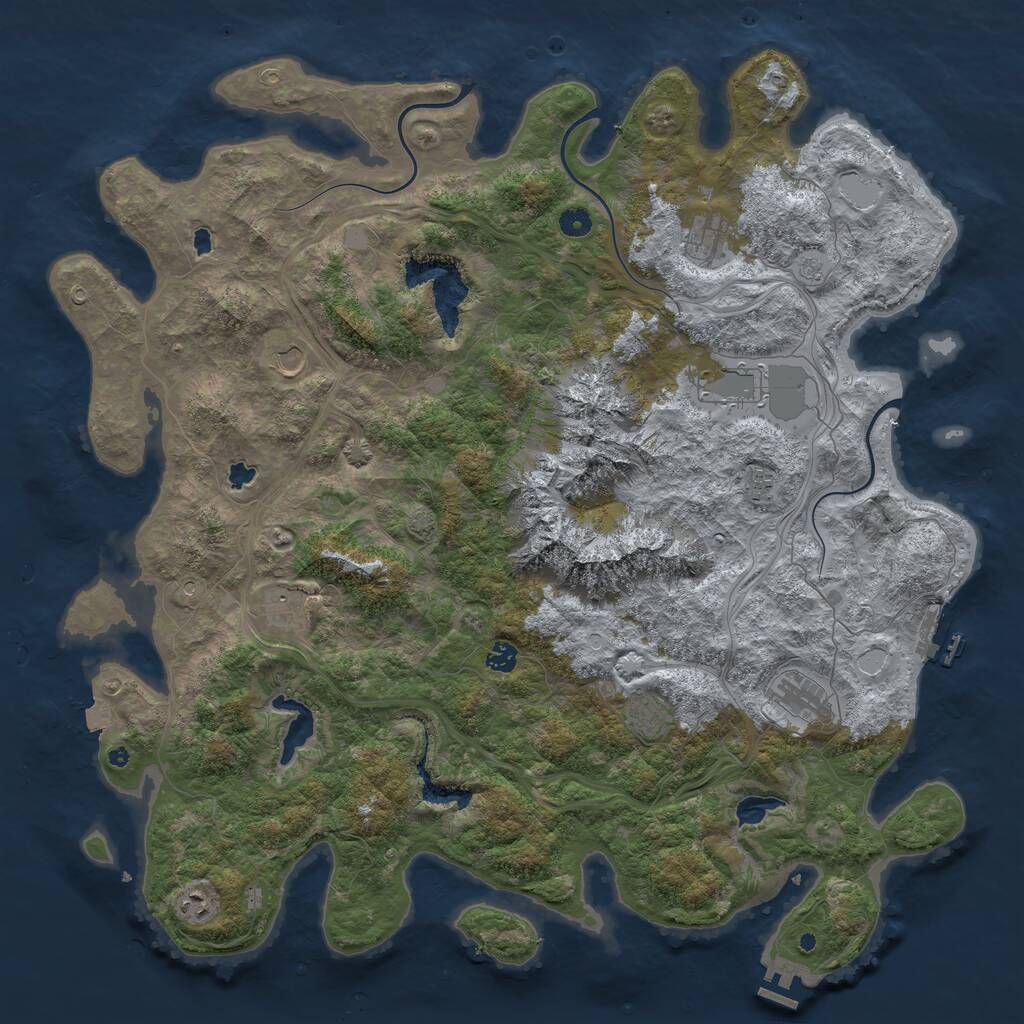 Rust Map: Procedural Map, Size: 5000, Seed: 1086366293, 15 Monuments