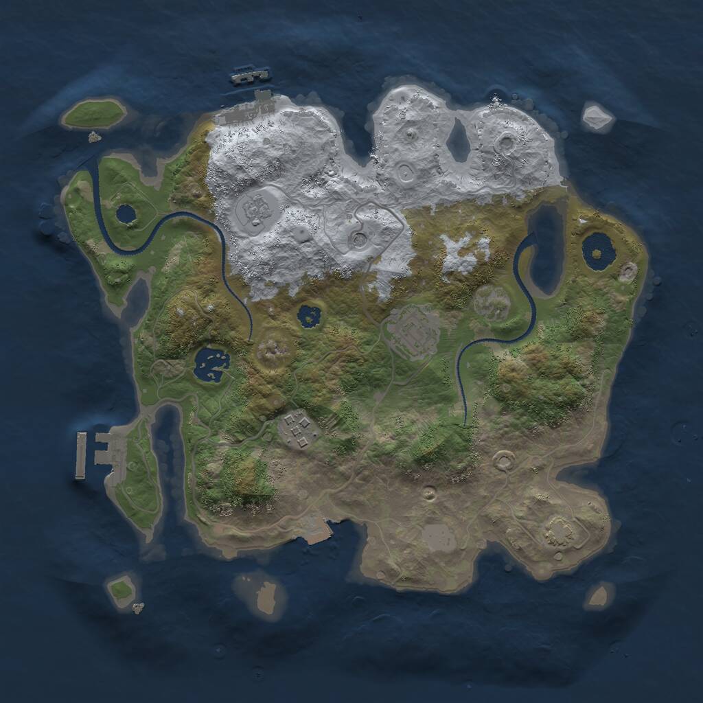 Rust Map: Procedural Map, Size: 3000, Seed: 2023228647, 9 Monuments