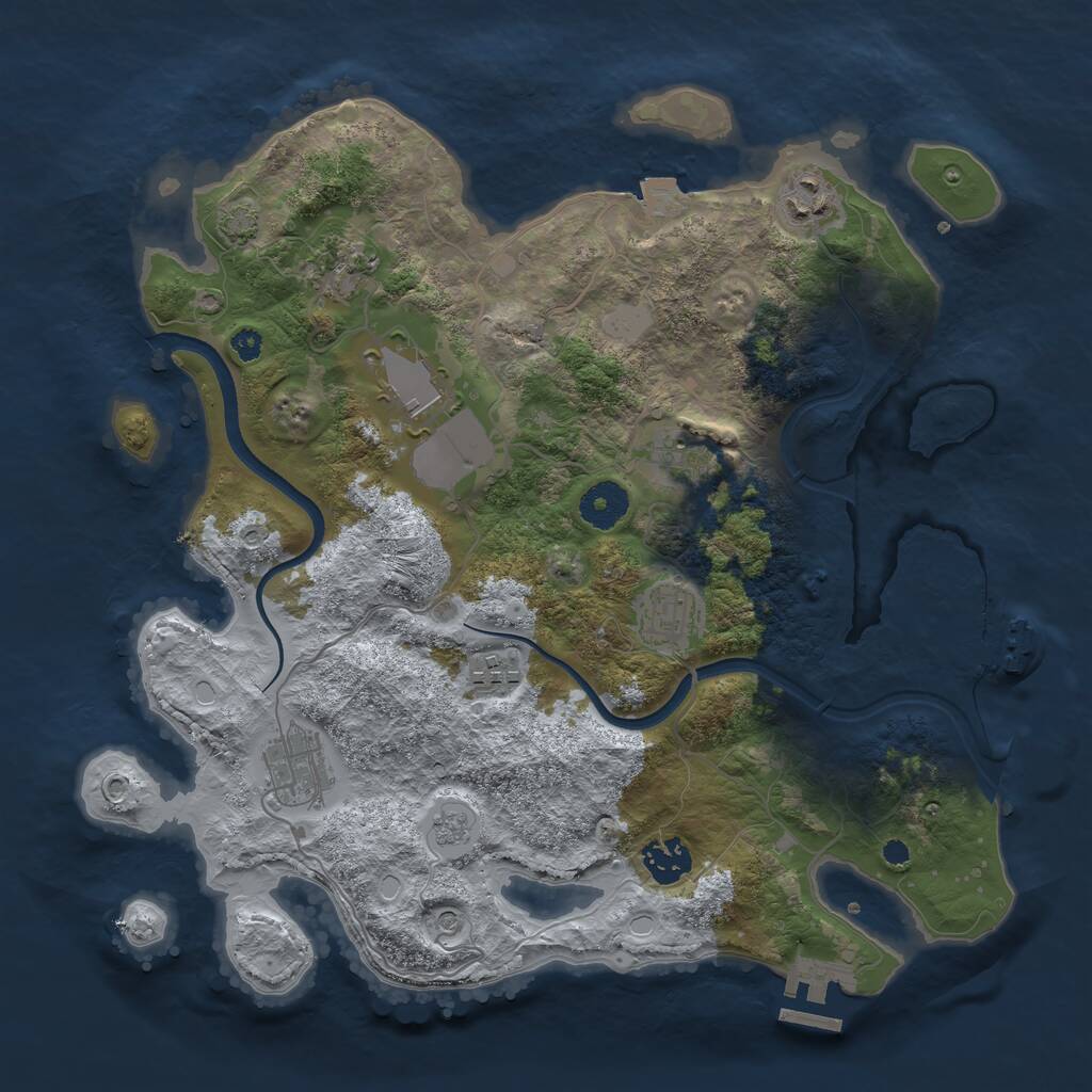 Rust Map: Procedural Map, Size: 3500, Seed: 665008160, 14 Monuments