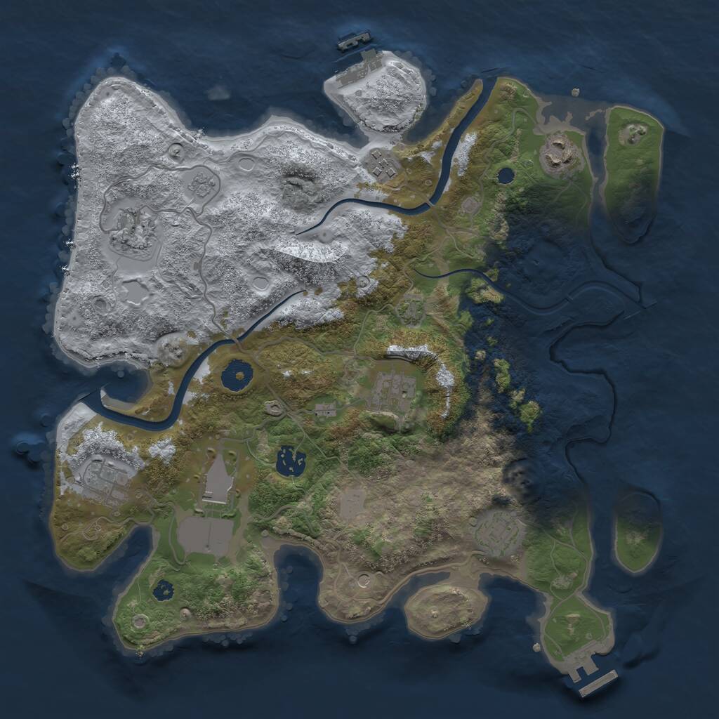 Rust Map: Procedural Map, Size: 3500, Seed: 1240172132, 14 Monuments