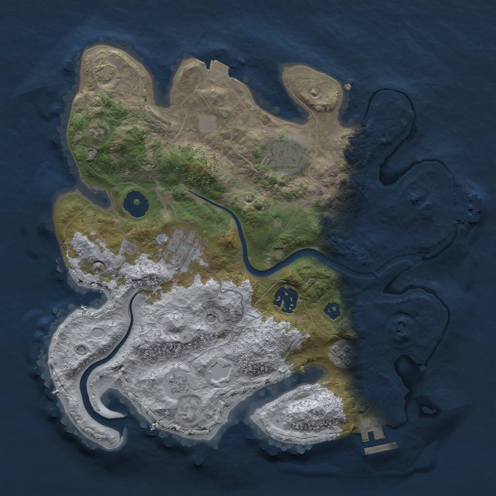 Rust Map: Procedural Map, Size: 3000, Seed: 2556, 10 Monuments