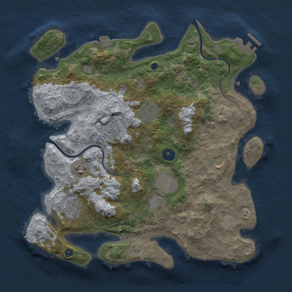 Rust Map: Procedural Map, Size: 3500, Seed: 210289474, 11 Monuments