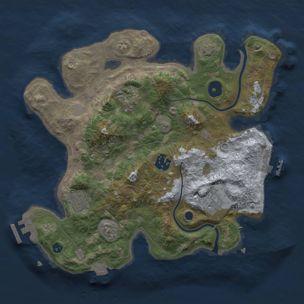 Rust Map: Procedural Map, Size: 3000, Seed: 7356804, 9 Monuments