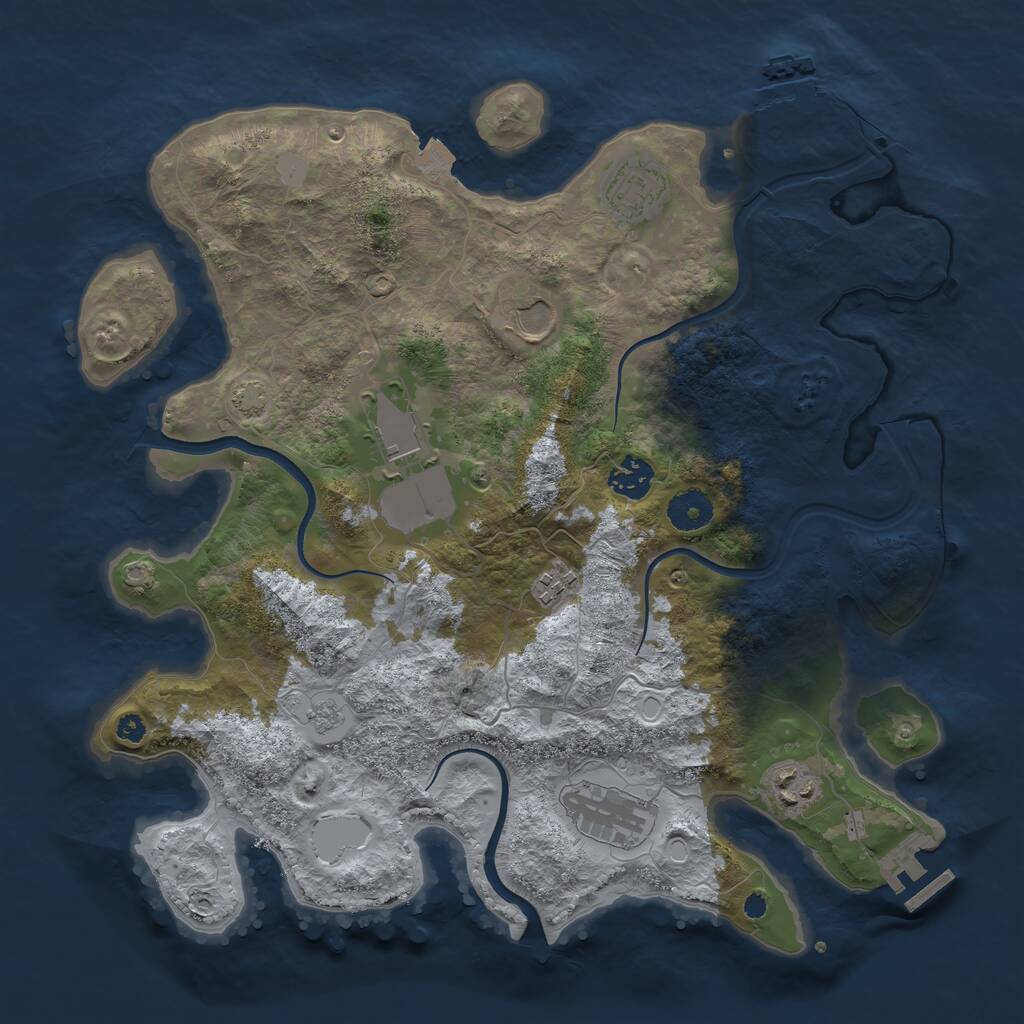 Rust Map: Procedural Map, Size: 3600, Seed: 21801, 12 Monuments