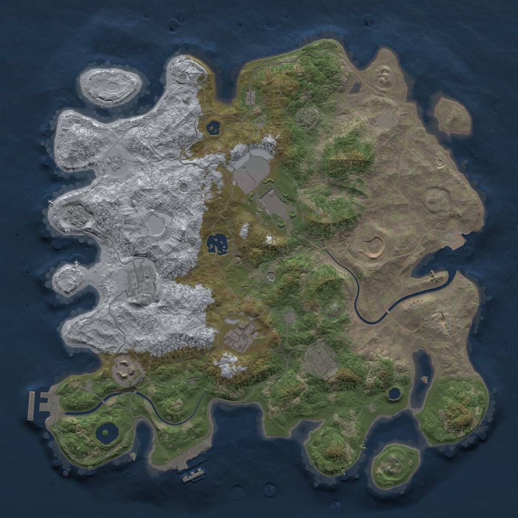 Rust Map: Procedural Map, Size: 3600, Seed: 11801, 14 Monuments