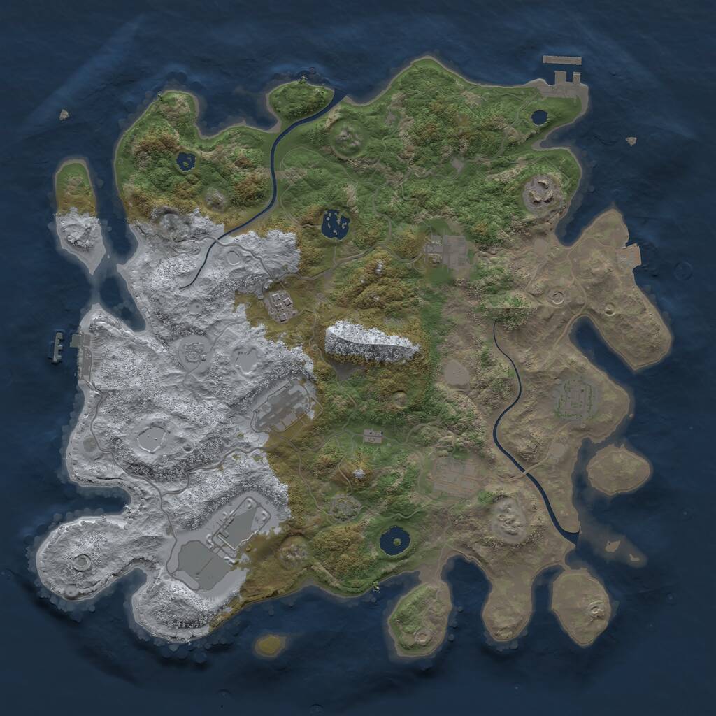 Rust Map: Procedural Map, Size: 3750, Seed: 581432378, 14 Monuments
