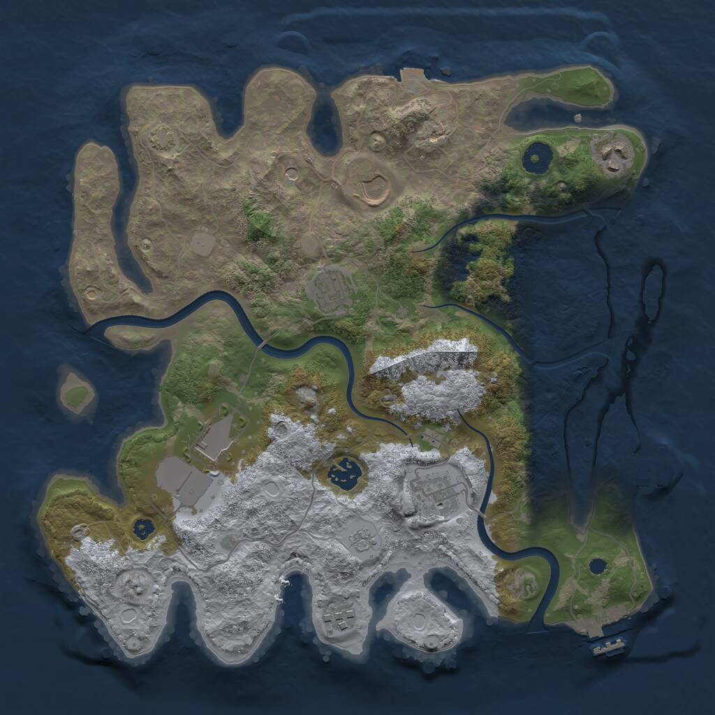 Rust Map: Procedural Map, Size: 3500, Seed: 691781258, 13 Monuments