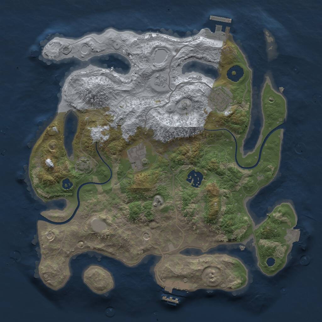 Rust Map: Procedural Map, Size: 3000, Seed: 492182997, 9 Monuments