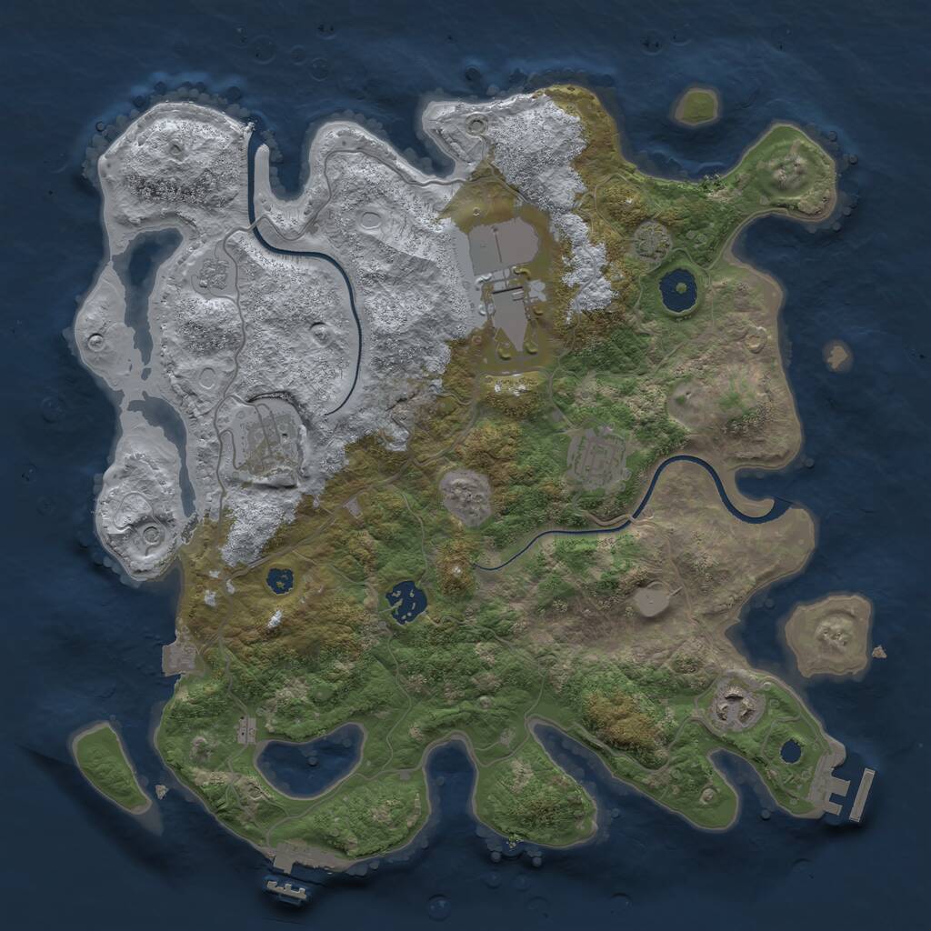 Rust Map: Procedural Map, Size: 3500, Seed: 2007174748, 11 Monuments