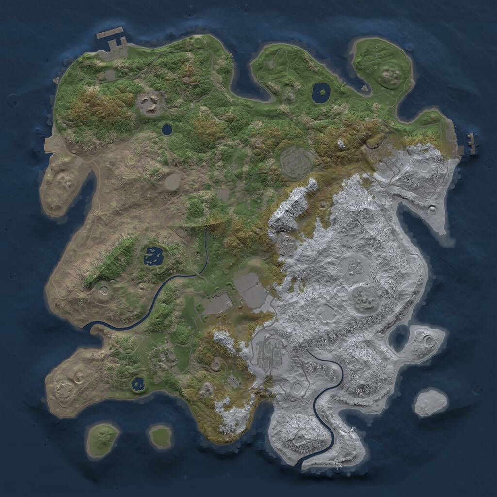Rust Map: Procedural Map, Size: 3700, Seed: 798555697, 14 Monuments