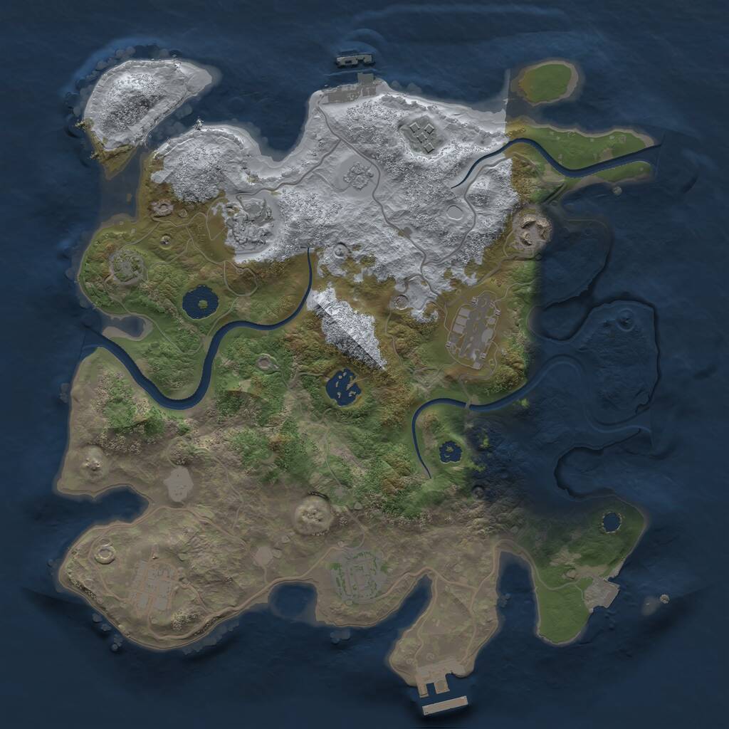 Rust Map: Procedural Map, Size: 3250, Seed: 1026656613, 13 Monuments