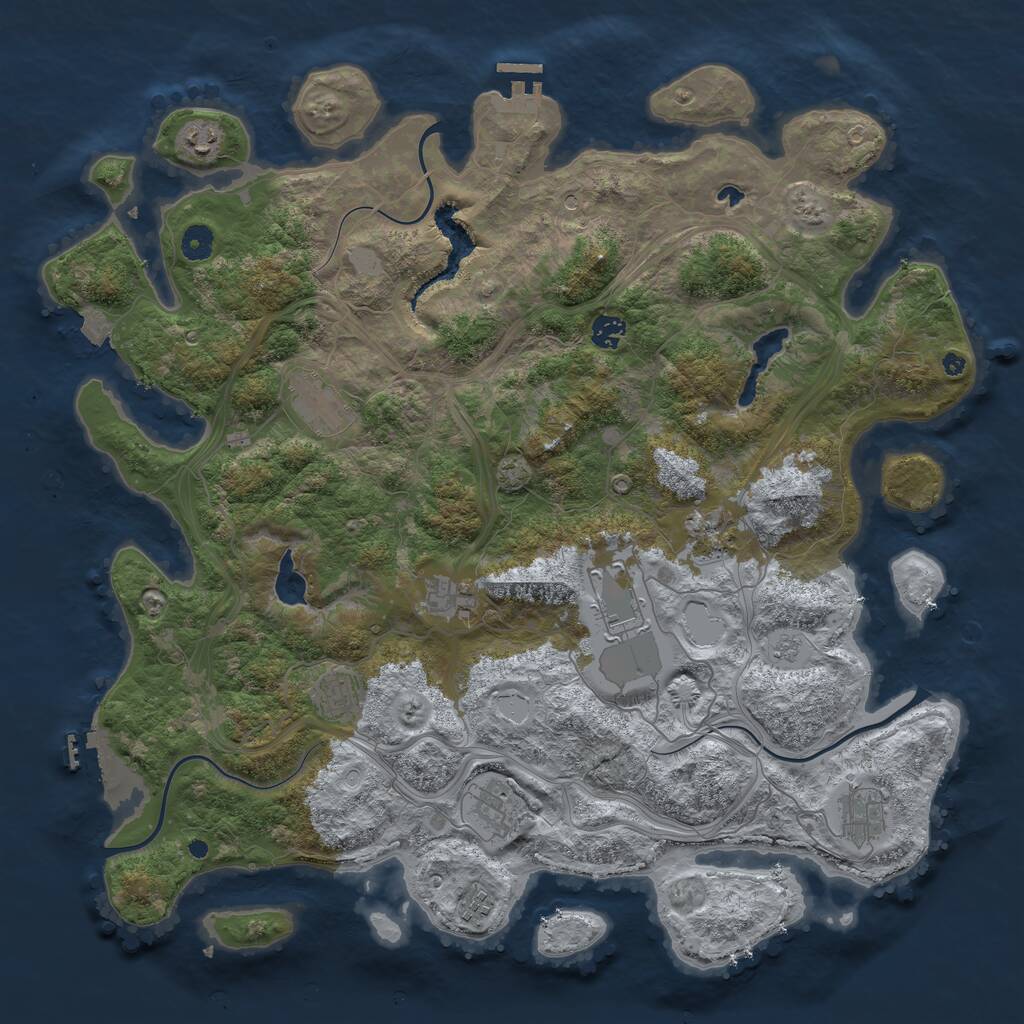 Rust Map: Procedural Map, Size: 4500, Seed: 73591675, 16 Monuments