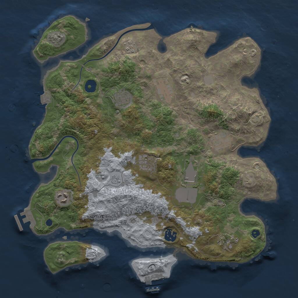 Rust Map: Procedural Map, Size: 3600, Seed: 3303, 15 Monuments