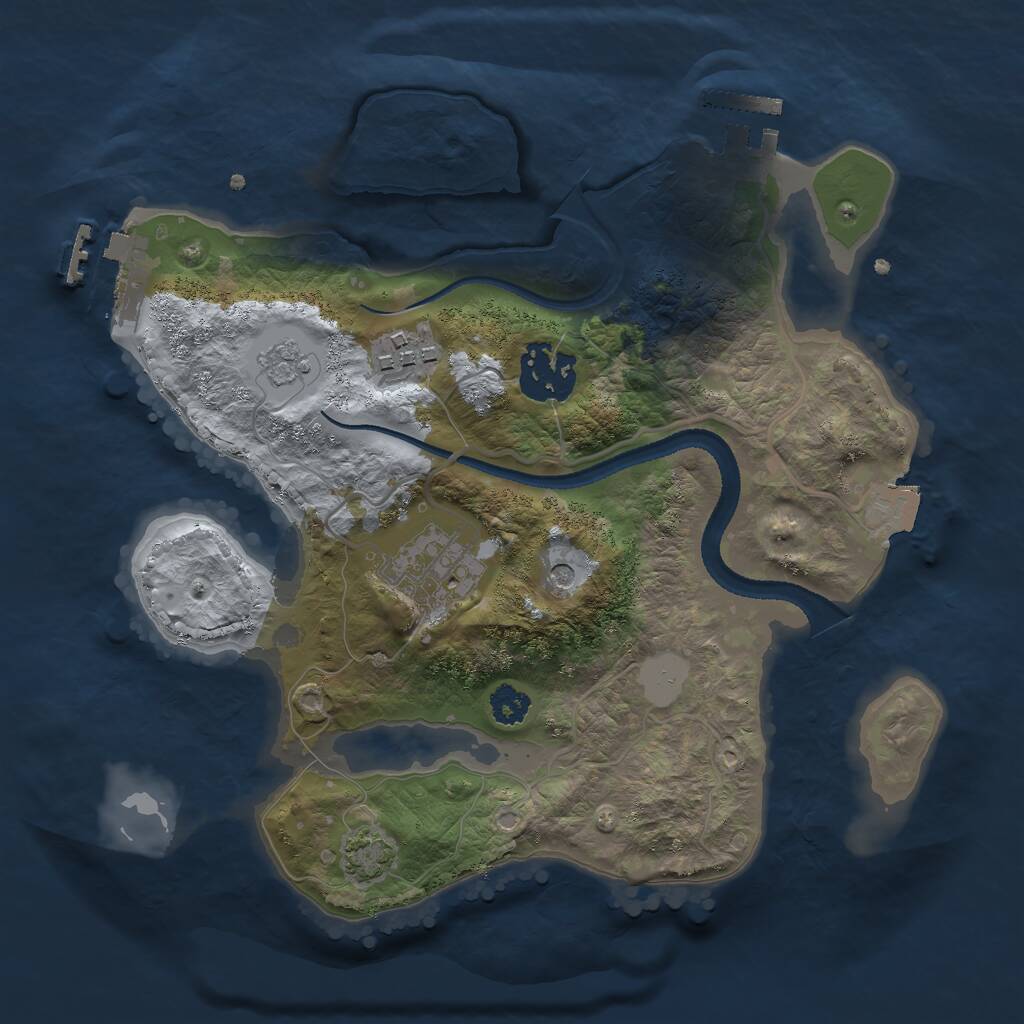 Rust Map: Procedural Map, Size: 2600, Seed: 1575560479, 9 Monuments