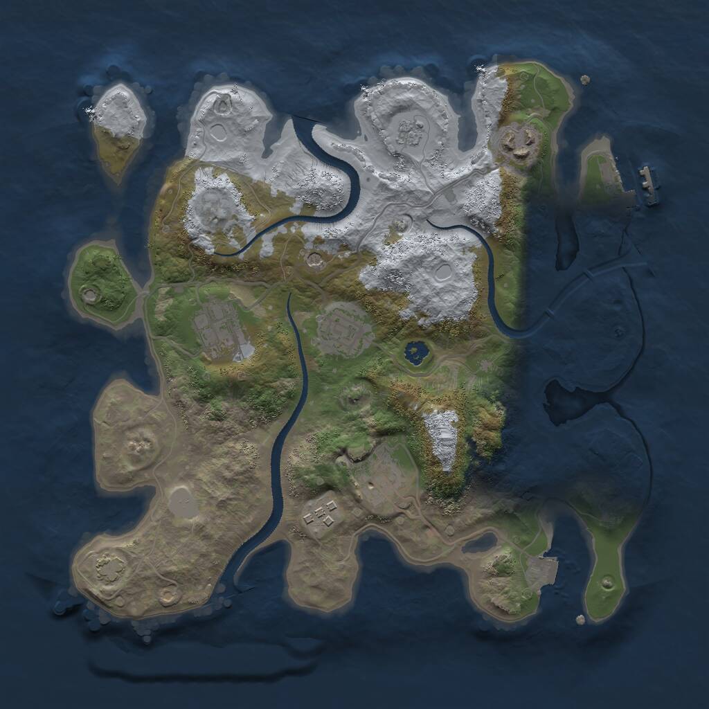 Rust Map: Procedural Map, Size: 3000, Seed: 879738, 10 Monuments