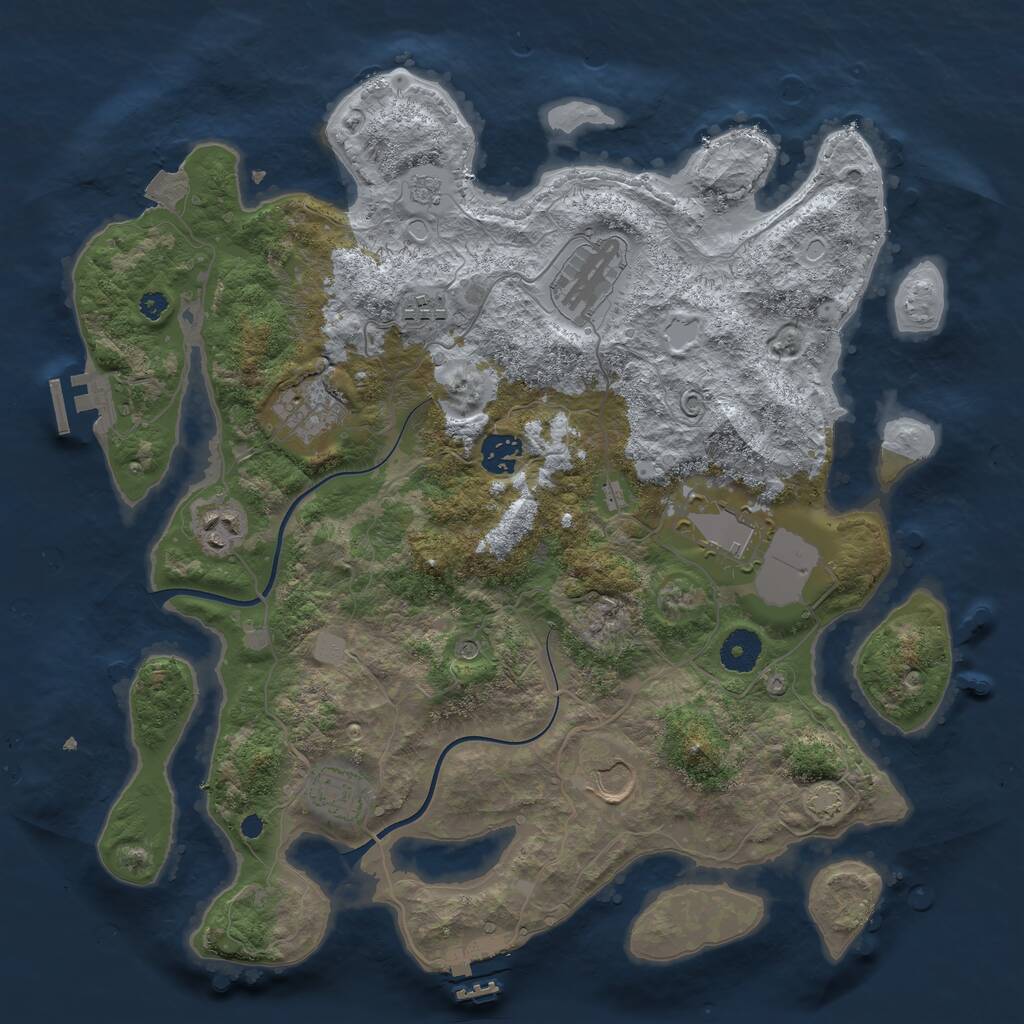 Rust Map: Procedural Map, Size: 3700, Seed: 1078537428, 14 Monuments