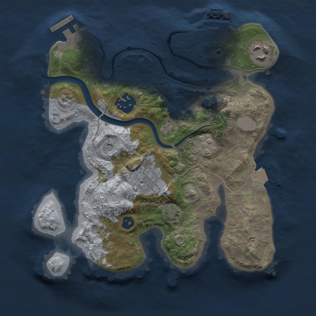 Rust Map: Procedural Map, Size: 2500, Seed: 1694123120, 9 Monuments