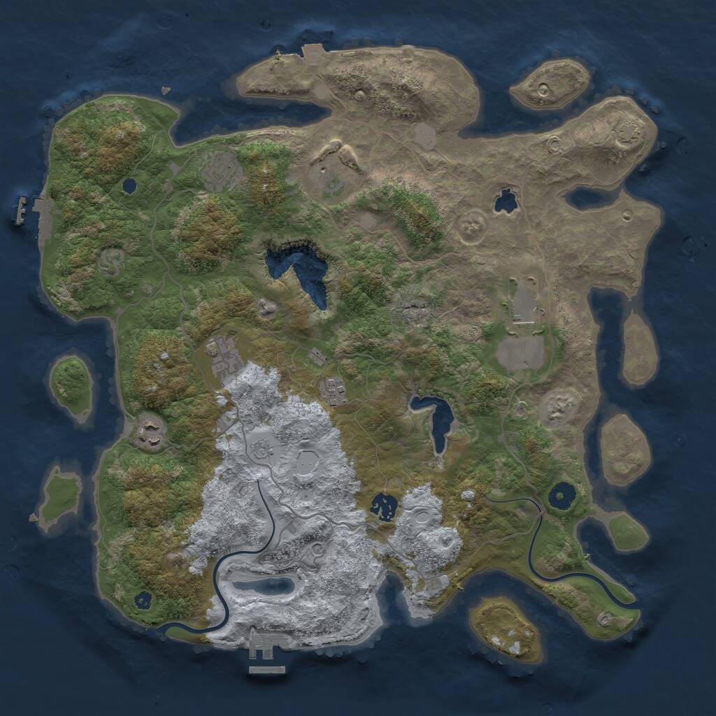 Rust Map: Procedural Map, Size: 4000, Seed: 752956801, 13 Monuments
