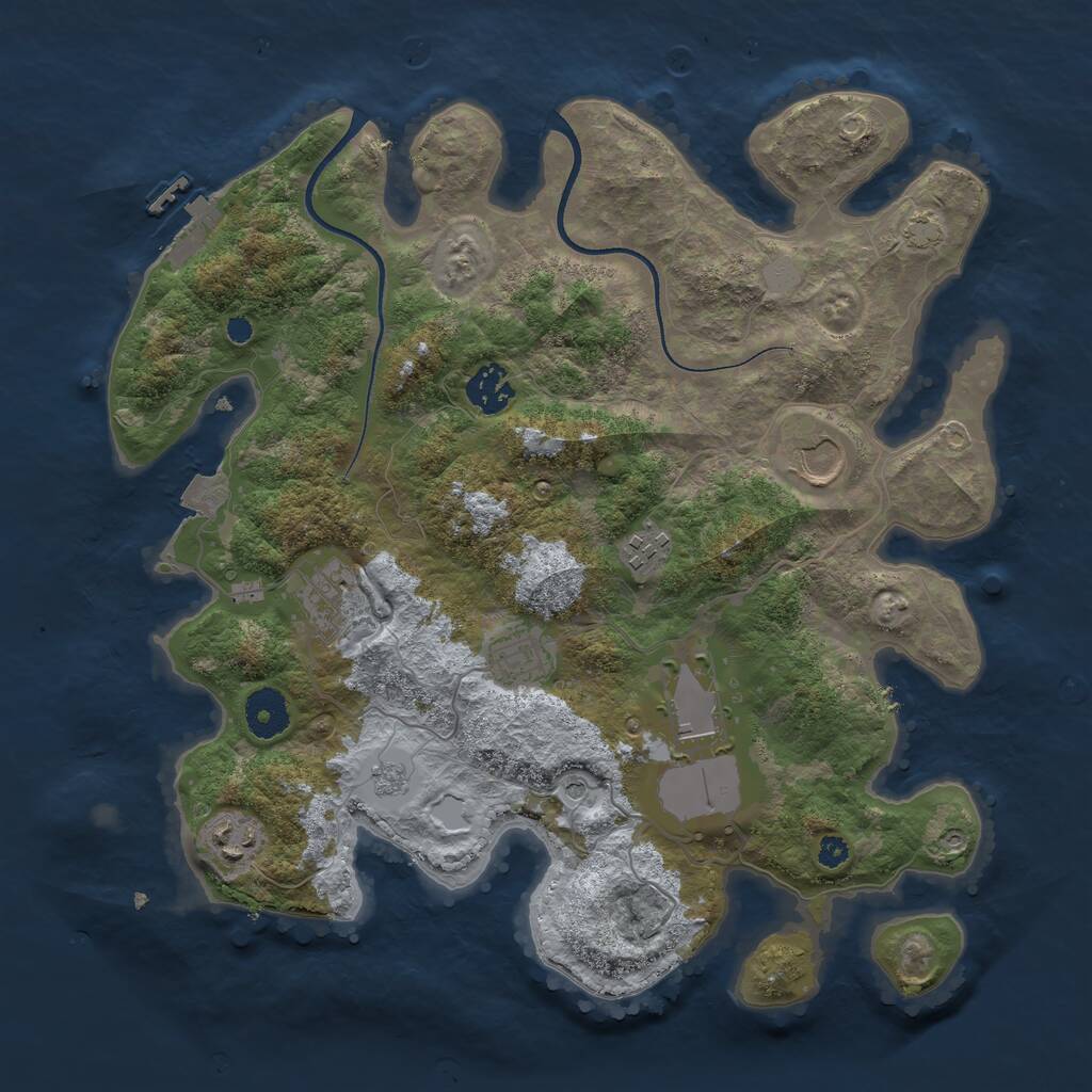 Rust Map: Procedural Map, Size: 3500, Seed: 254592523, 12 Monuments