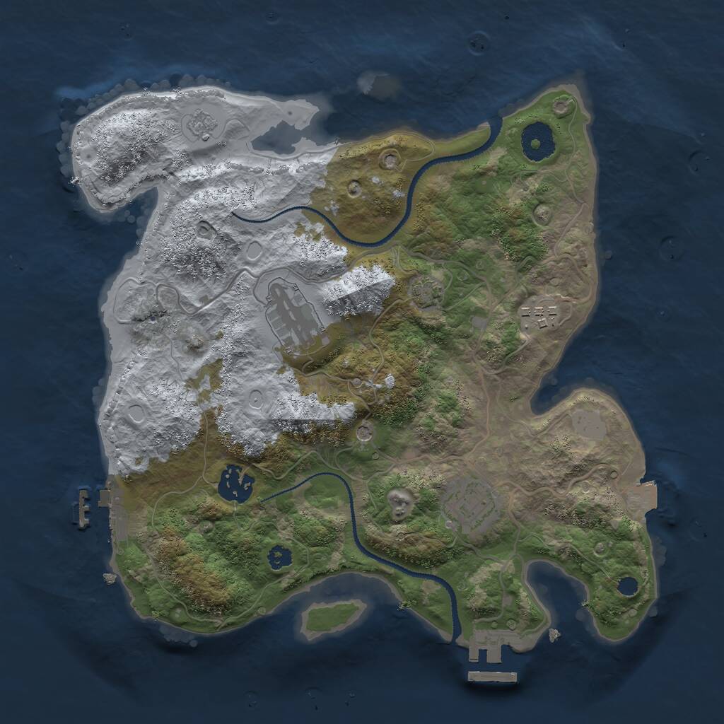 Rust Map: Procedural Map, Size: 3000, Seed: 864445613, 10 Monuments