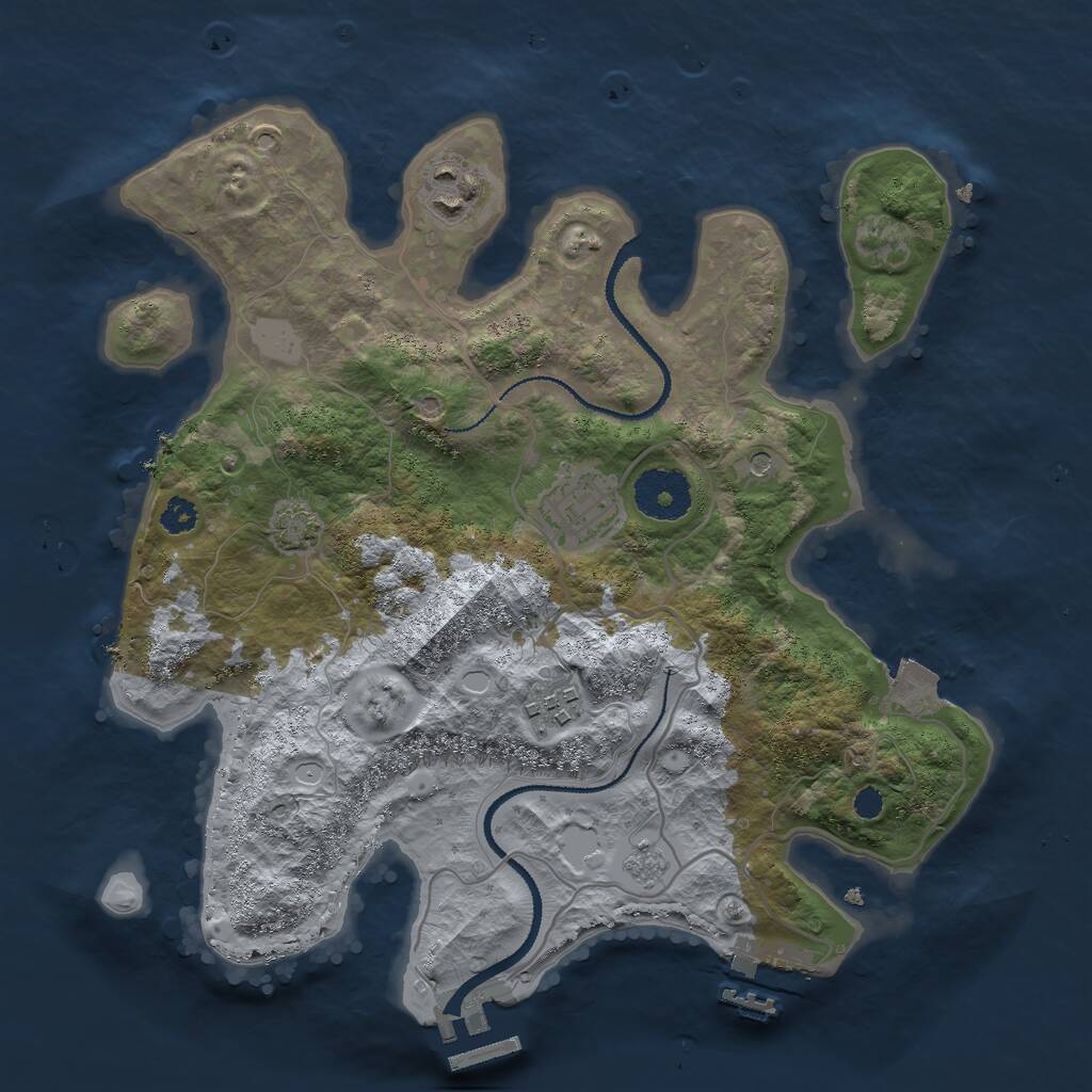 Rust Map: Procedural Map, Size: 3000, Seed: 2005465968, 9 Monuments