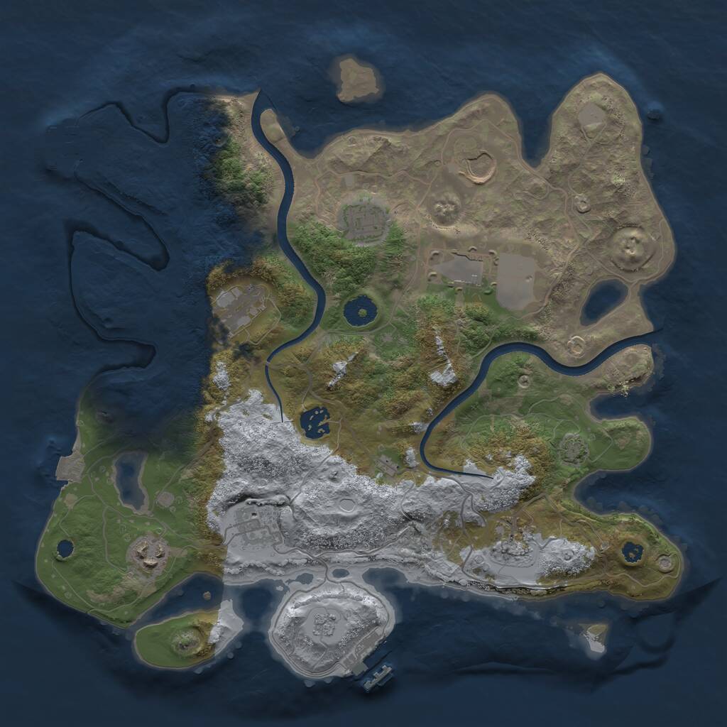 Rust Map: Procedural Map, Size: 3500, Seed: 1295001925, 13 Monuments