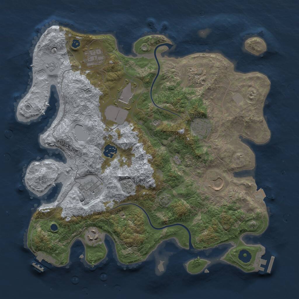 Rust Map: Procedural Map, Size: 3500, Seed: 440642671, 15 Monuments