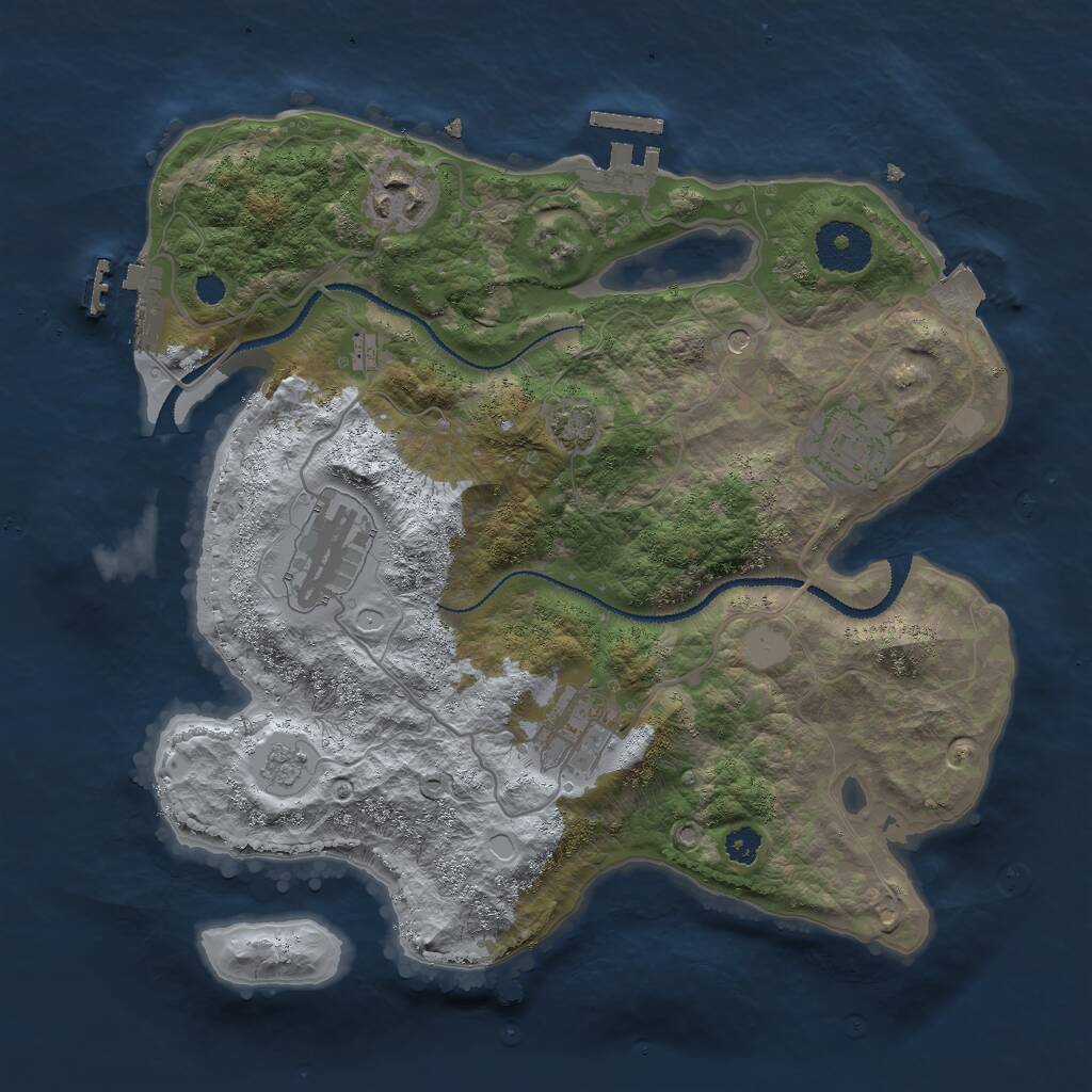 Rust Map: Procedural Map, Size: 3000, Seed: 633411479, 10 Monuments
