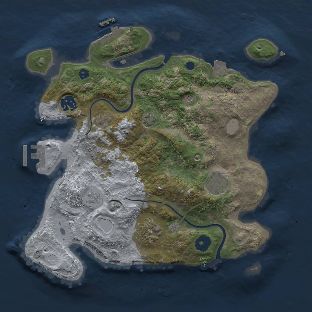 Rust Map: Procedural Map, Size: 3000, Seed: 563257, 10 Monuments