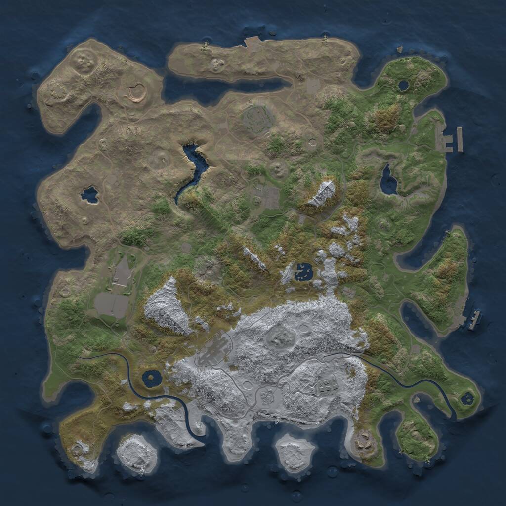 Rust Map: Procedural Map, Size: 4000, Seed: 1130110936, 14 Monuments