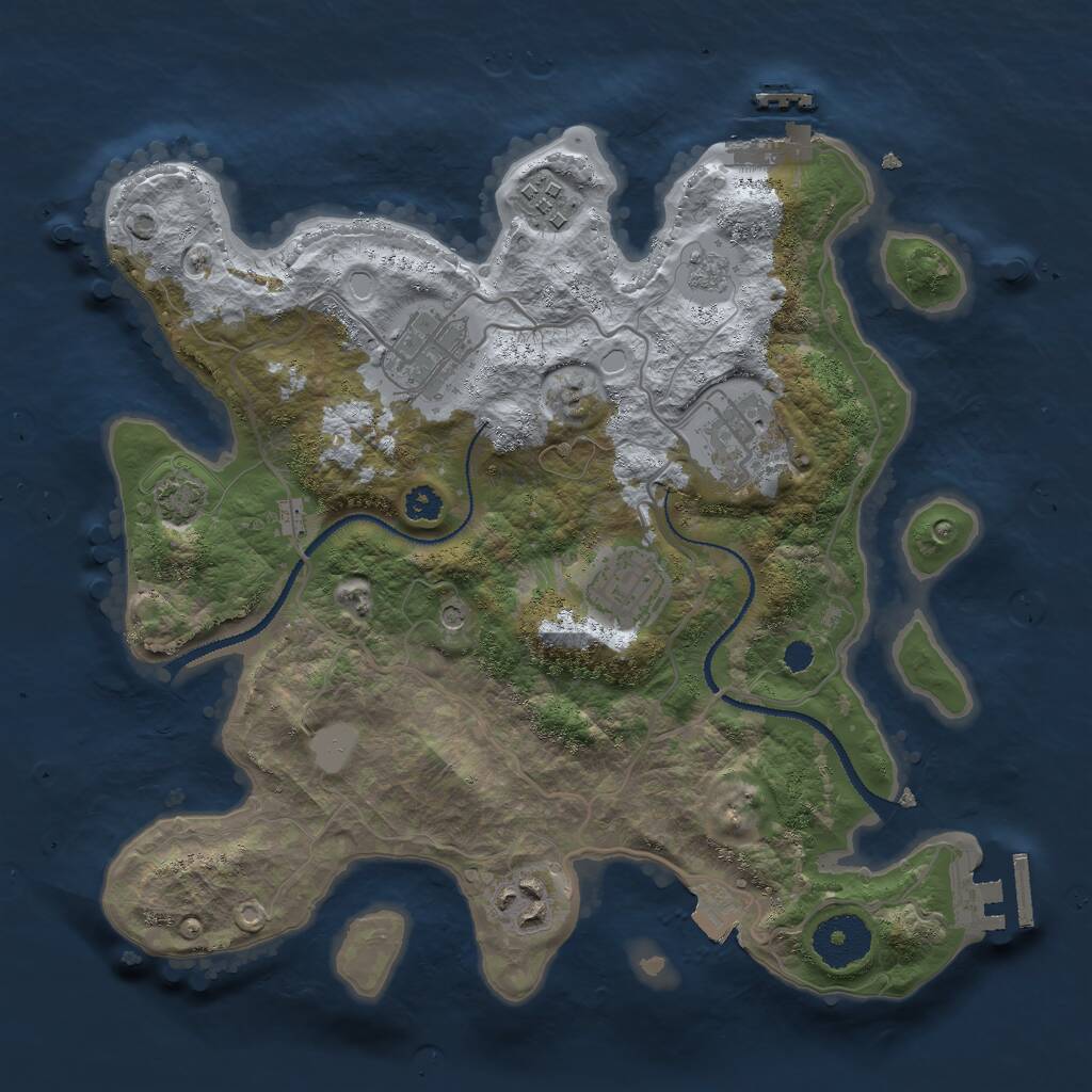 Rust Map: Procedural Map, Size: 3000, Seed: 740586031, 11 Monuments