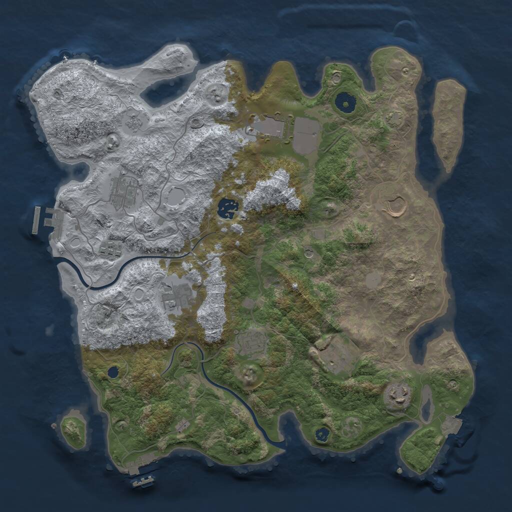 Rust Map: Procedural Map, Size: 3700, Seed: 2129812105, 15 Monuments