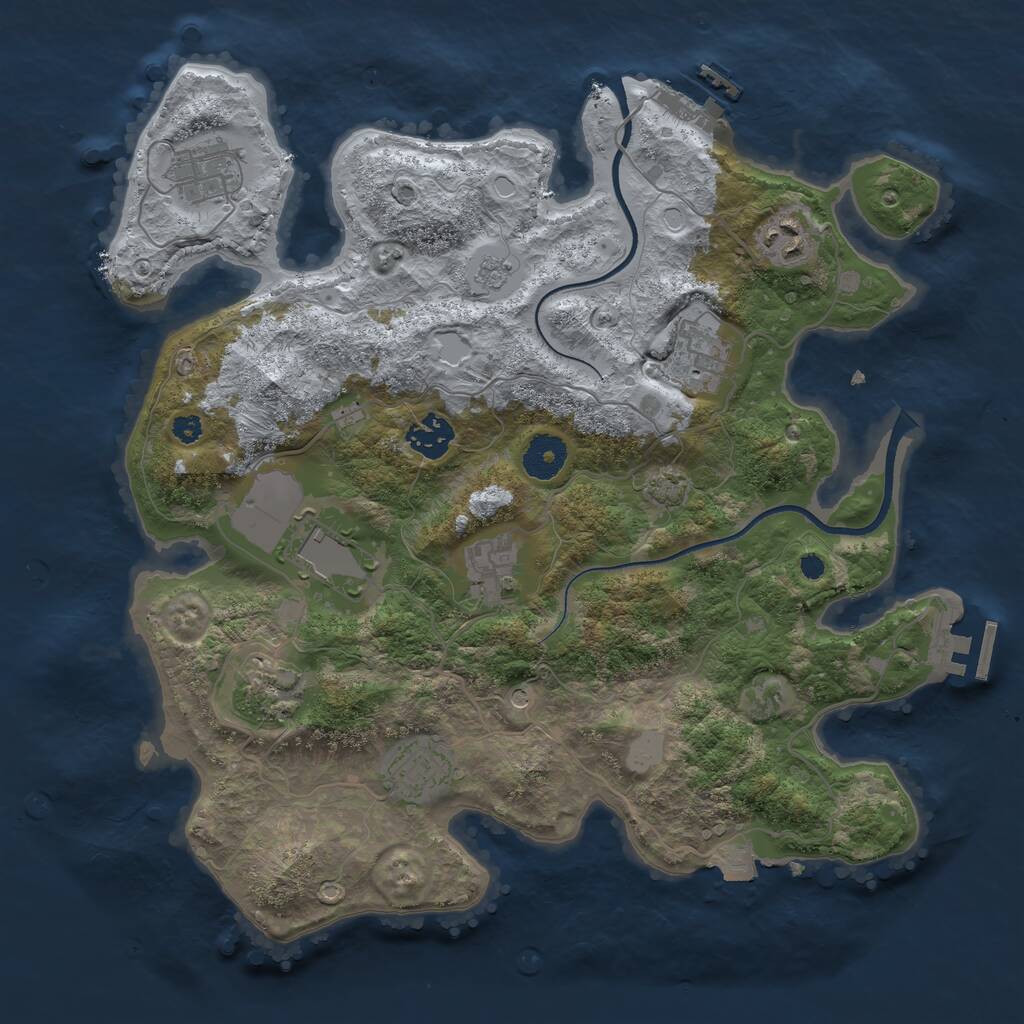 Rust Map: Procedural Map, Size: 3500, Seed: 118614678, 14 Monuments