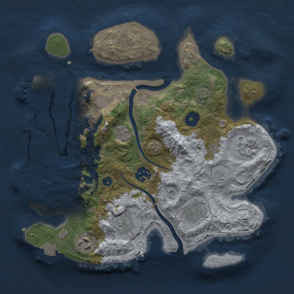 Rust Map: Procedural Map, Size: 3000, Seed: 800204305, 12 Monuments