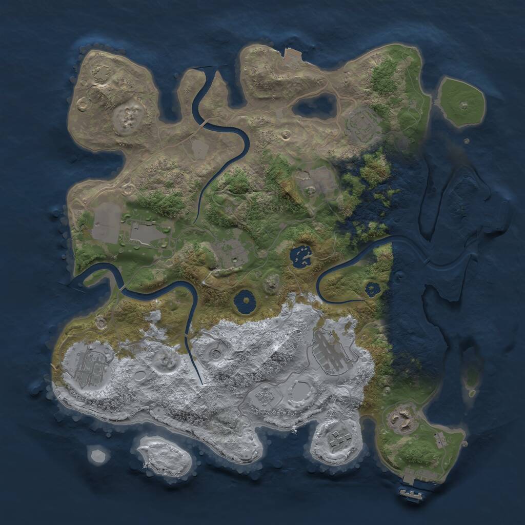 Rust Map: Procedural Map, Size: 3500, Seed: 1184590030, 15 Monuments