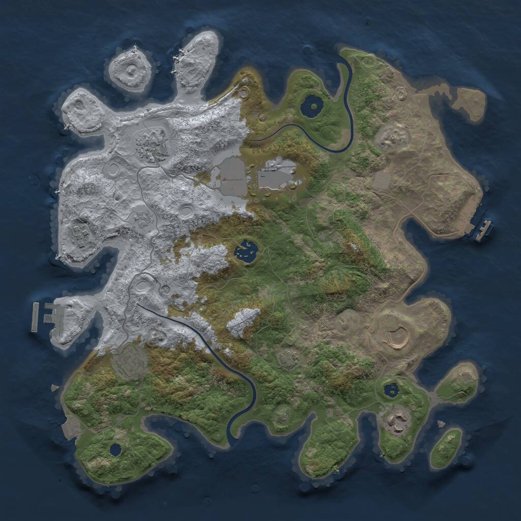 Rust Map: Procedural Map, Size: 3500, Seed: 929614353, 13 Monuments