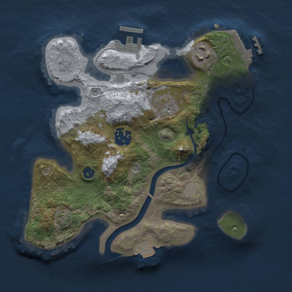 Rust Map: Procedural Map, Size: 2500, Seed: 3245466, 9 Monuments