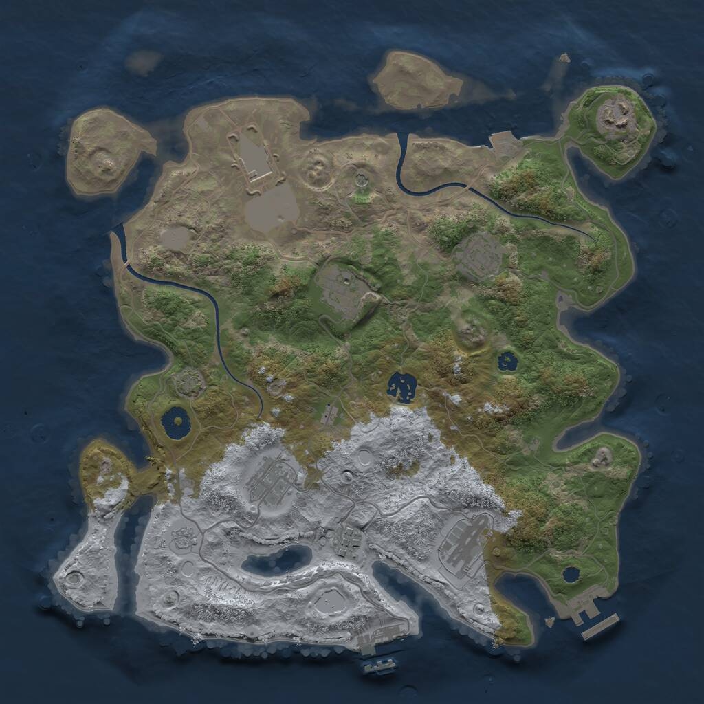 Rust Map: Procedural Map, Size: 3500, Seed: 472254592, 14 Monuments