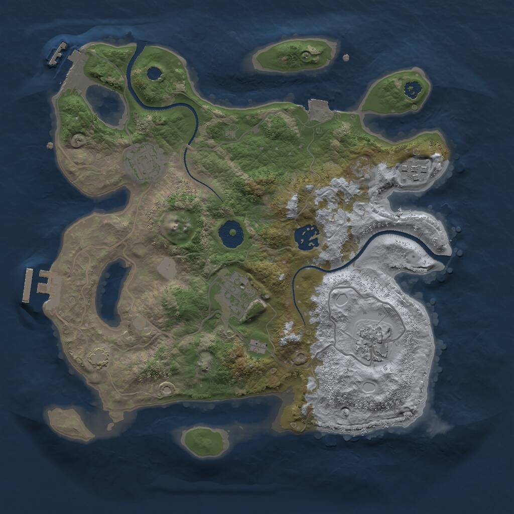 Rust Map: Procedural Map, Size: 3000, Seed: 1363791097, 9 Monuments