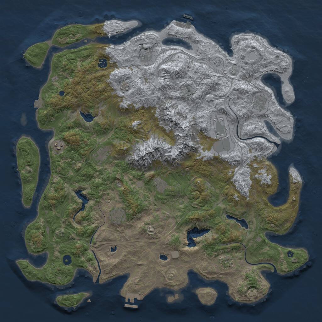 Rust Map: Procedural Map, Size: 5000, Seed: 14121990, 16 Monuments