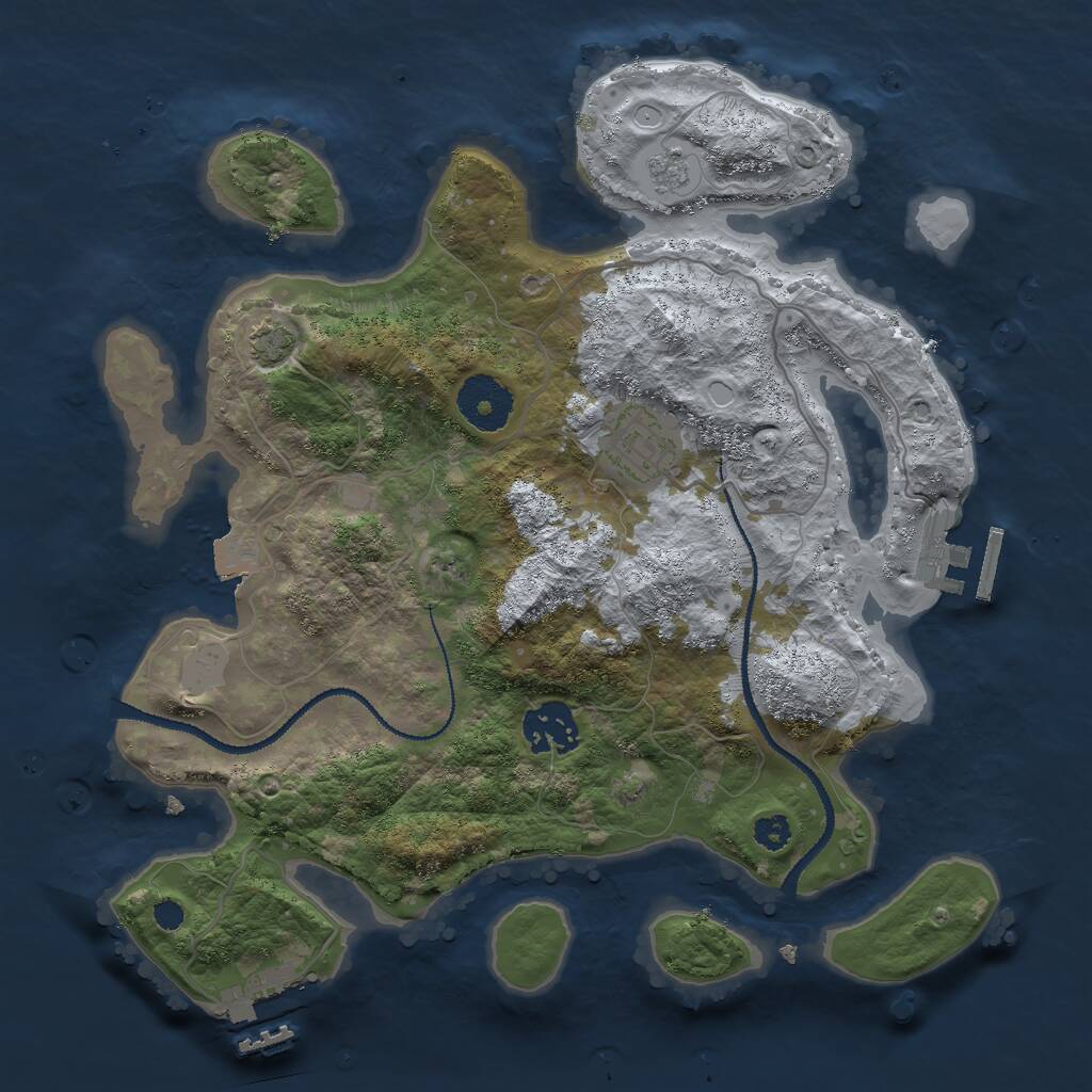 Rust Map: Procedural Map, Size: 3000, Seed: 7513, 7 Monuments