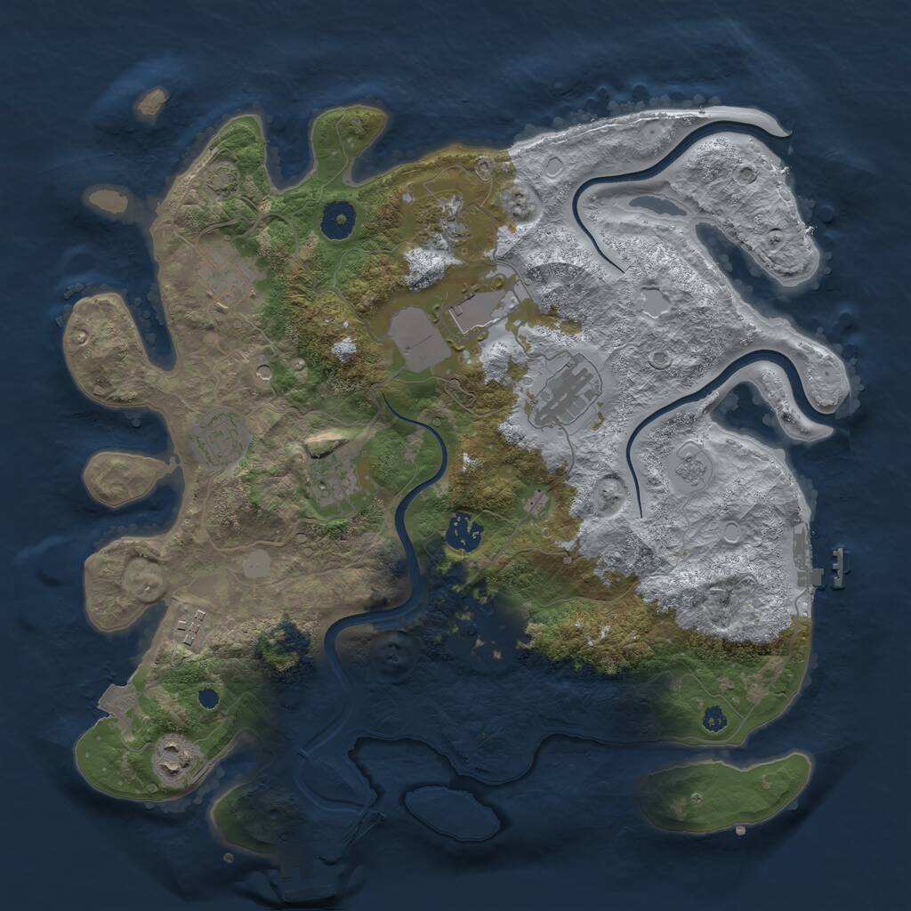 Rust Map: Procedural Map, Size: 3700, Seed: 40000, 16 Monuments