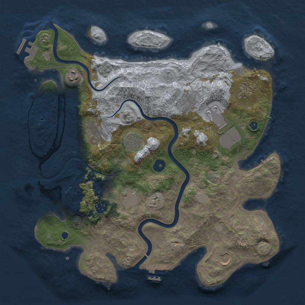 Rust Map: Procedural Map, Size: 3700, Seed: 468199407, 16 Monuments